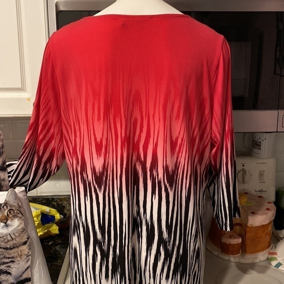 D womens Calvin Klein stretch geometric 3/4 sleeve plus size top 1X - Picture 3 of 4